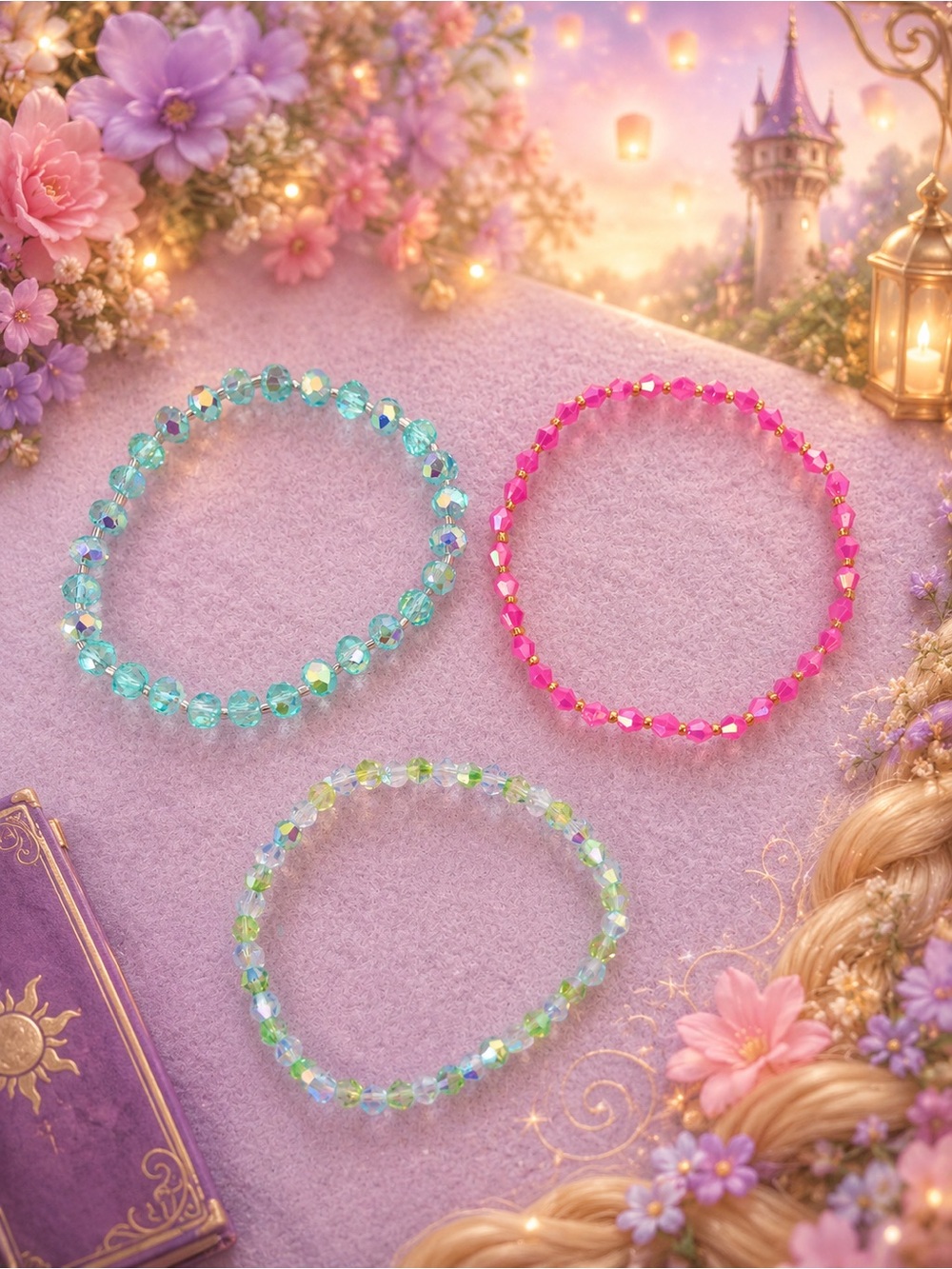 Lost Princess Rapunzel-Inspired Bracelet Trio 8”